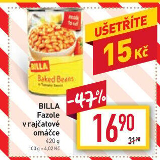 Fazole bílé v rajčatové omáčce Billa