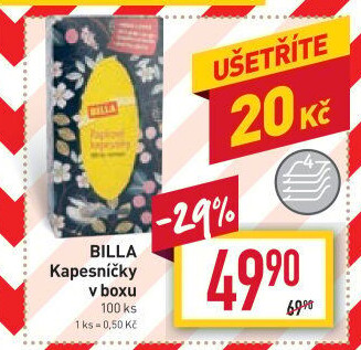 Kapesníčky papírové 4vrstvé Billa - box