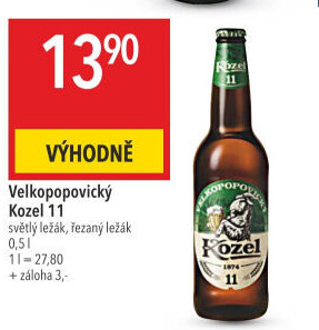 Pivo světlý ležák 11° Medium Velkopopovický Kozel