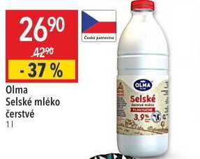 Mléko čerstvé selské Olma - 3,5% plnotučné