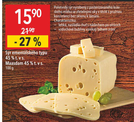 Sýr ementálského typu 45%