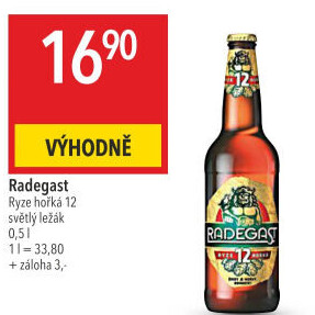 Pivo světlý ležák 12° Ryze hořká Radegast