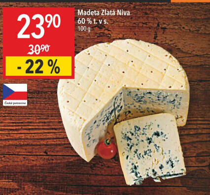 Sýr Niva zlatá Jihočeská 60% Madeta