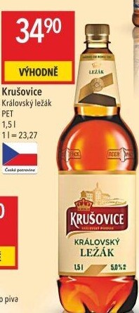 Pivo světlé Královský ležák 12° Krušovice