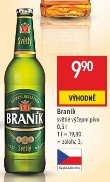 Pivo světlé výčepní 10° Braník