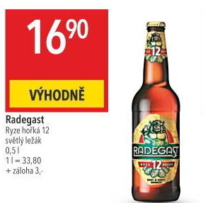 Pivo světlý ležák 12° Ryze hořká Radegast
