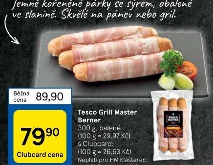 Berner se slaninou Grill Master Tesco