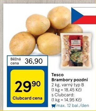 Brambory pozdní B Tesco