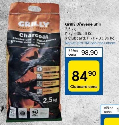 Dřevěné uhlí Grilly