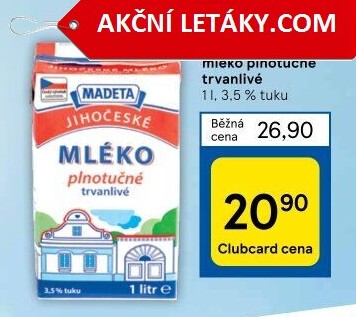 Mléko trvanlivé Jihočeské Madeta - 3,5% plnotučné