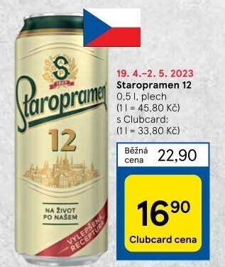 Pivo světlý ležák 12° Staropramen