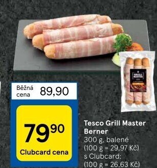 Berner se slaninou Grill Master Tesco