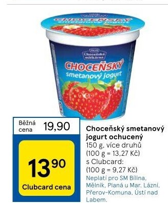 Jogurt smetanový ochucený Choceňský