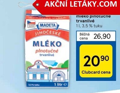 Mléko trvanlivé Jihočeské Madeta - 3,5% plnotučné