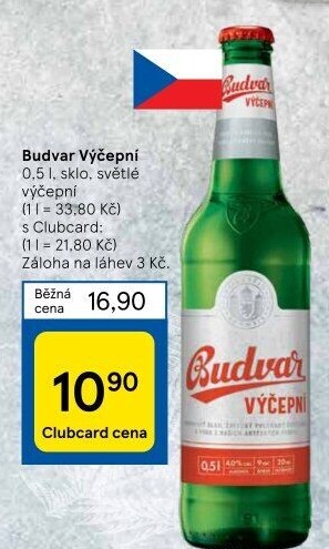 Pivo světlé výčepní Budweiser Budvar