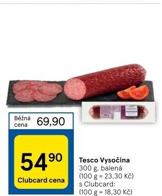 Salám Vysočina Tesco