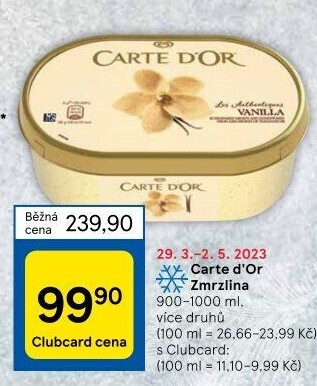 Zmrzlina ve vaničce Carte D'