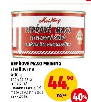 Maso vepřové ve vlastní šťávě Meining