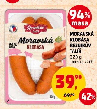 Moravská klobása Řezníkův talíř