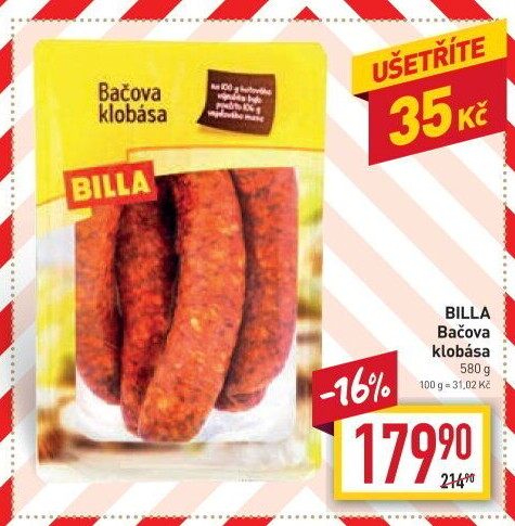 Bačova klobása Billa