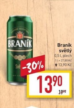 Pivo světlé výčepní 10° Braník