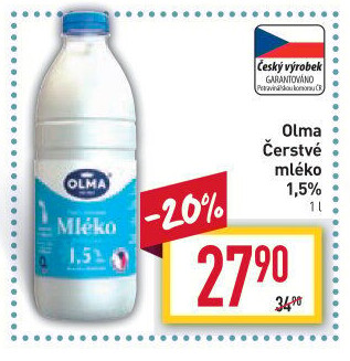 Mléko čerstvé Olma - 1,5% polotučné