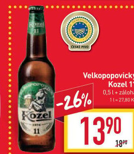 Pivo ležák 11° Velkopopovický Kozel