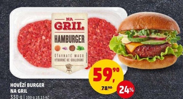 Hovězí burger Na gril Penny