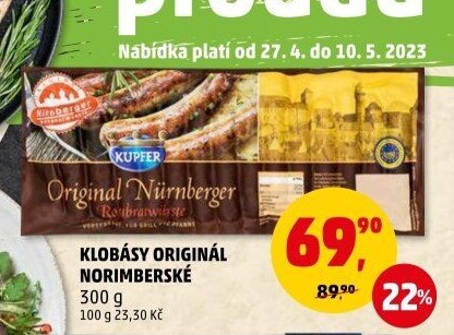 Norimberská grilovací klobása Kupfer