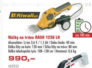 Aku nůžky na trávu Riwall Rash 1236LH