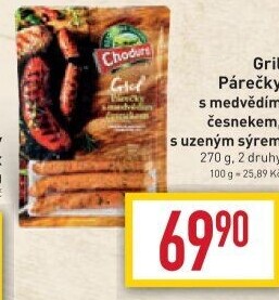 Grilovací párečky s medvědím česnekem Beskydské uzeniny Chodura