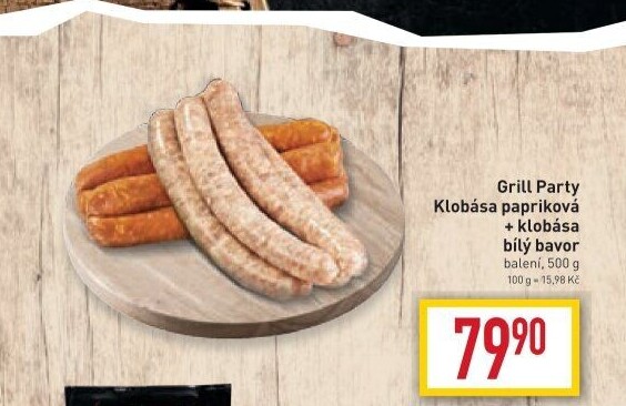 Klobása papriková a bílý bavor Grill Party