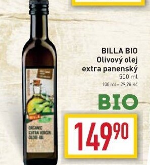 Olivový olej extra panenský Naše Bio Billa