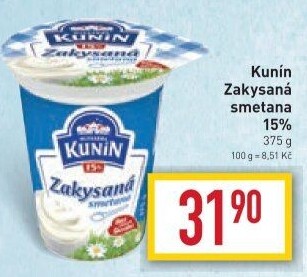 Zakysaná smetana Kunín 15%