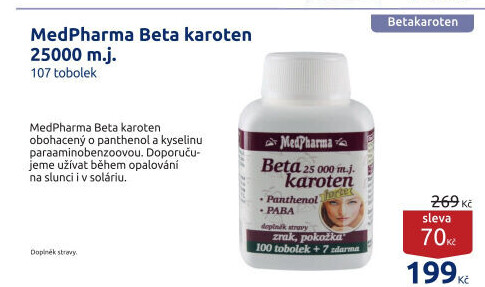 Doplněk stravy Betakaroten forte + Panthenol + PABA MedPharma