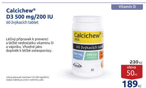 Doplněk stravy žvýkací tablety Calcichew D3