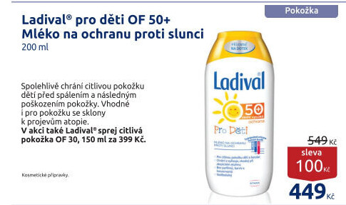 Mléko na opalování pro děti OF 50+ Ladival