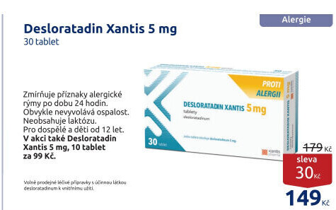 Tablety proti alergii Desloratadin Xantis Pharma