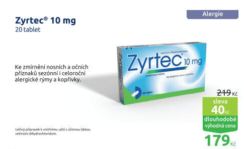Tablety proti alergii Zyrtec Ucb Pharma