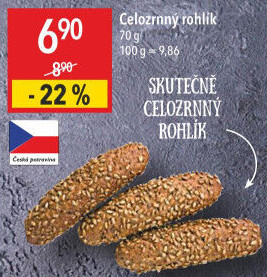 Celozrnný rohlík