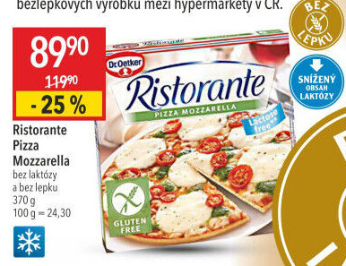 Pizza mražená bez lepku a laktózy Ristorante Dr. Oetker