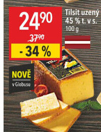 Sýr Tilsit uzený 45% Smiltene