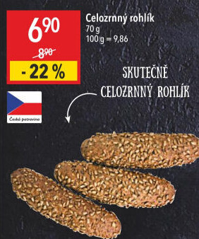 Celozrnný rohlík