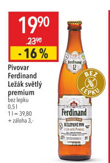 Pivo světlý ležák bez lepku 12° Premium Ferdinand