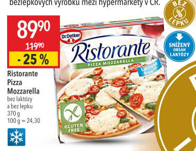 Pizza mražená bez lepku a laktózy Ristorante Dr. Oetker