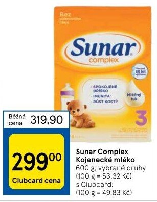 Kojenecká výživa Sunar Complex