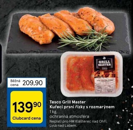 Kuřecí prsní řízky marinované Rozmarýn Grill Master Tesco