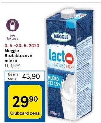 Mléko trvanlivé bez laktózy Meggle - 1,5% polotučné