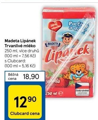 Nápoj mléko ochucené Lipánek Madeta