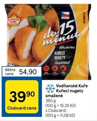 Nugetky kuřecí smažené mražené Vodňanské kuře